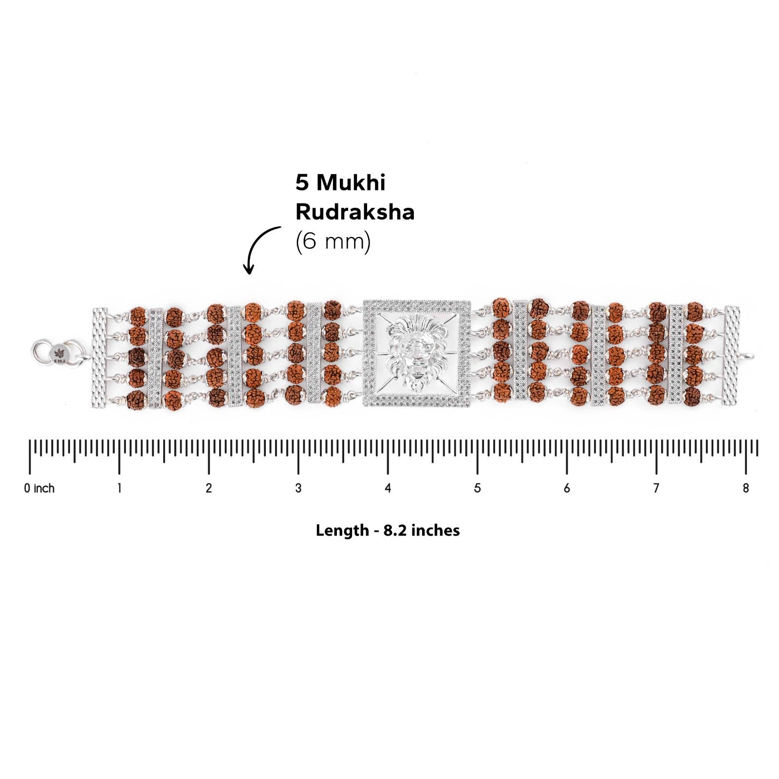Original Rudraksha Roaring Lion Five Line Bracelet