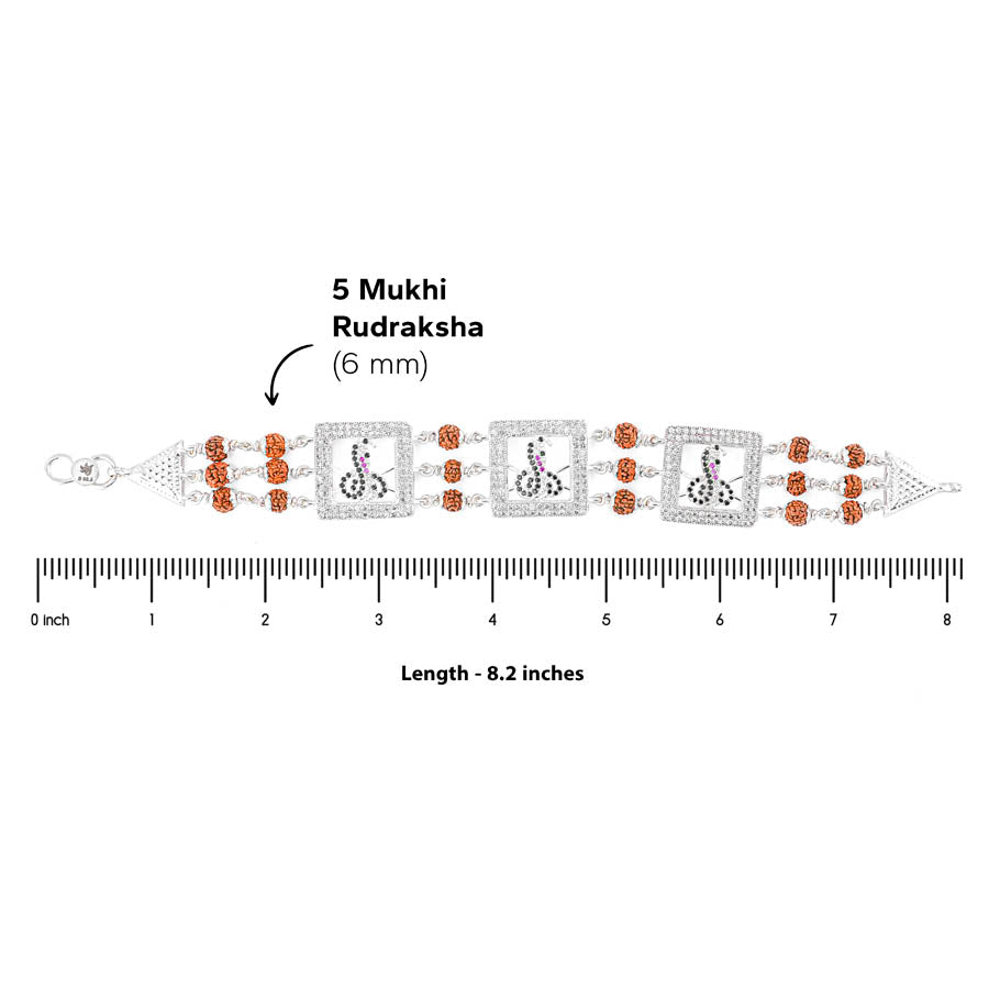 Rudraksha Silver Three Goga Brooch Bracelet