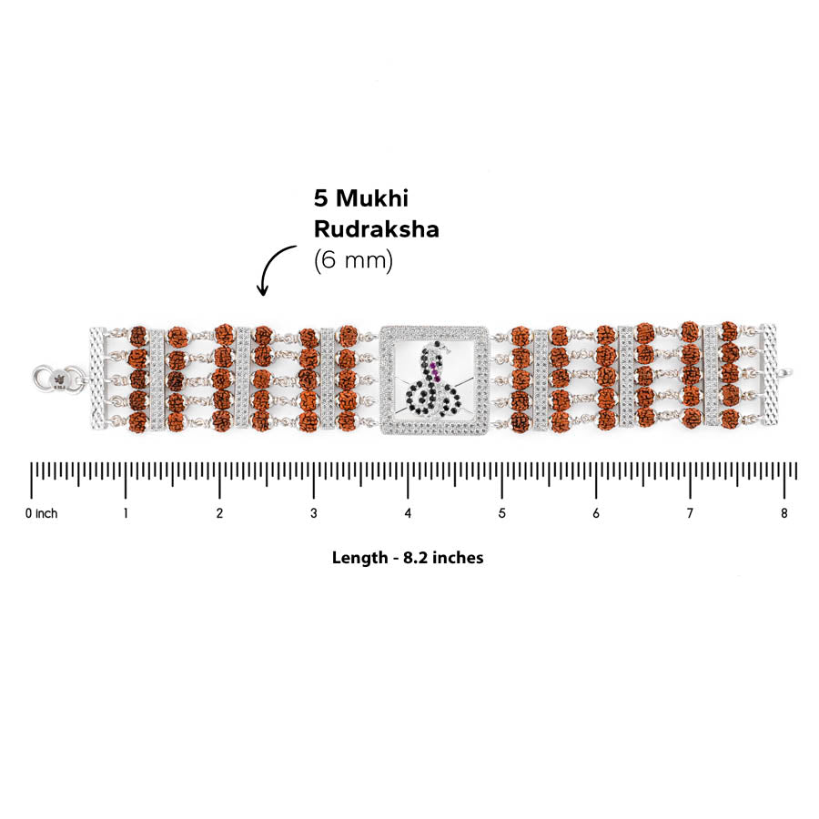 92.5 Silver Goga Five Line Rudraksha Bracelet