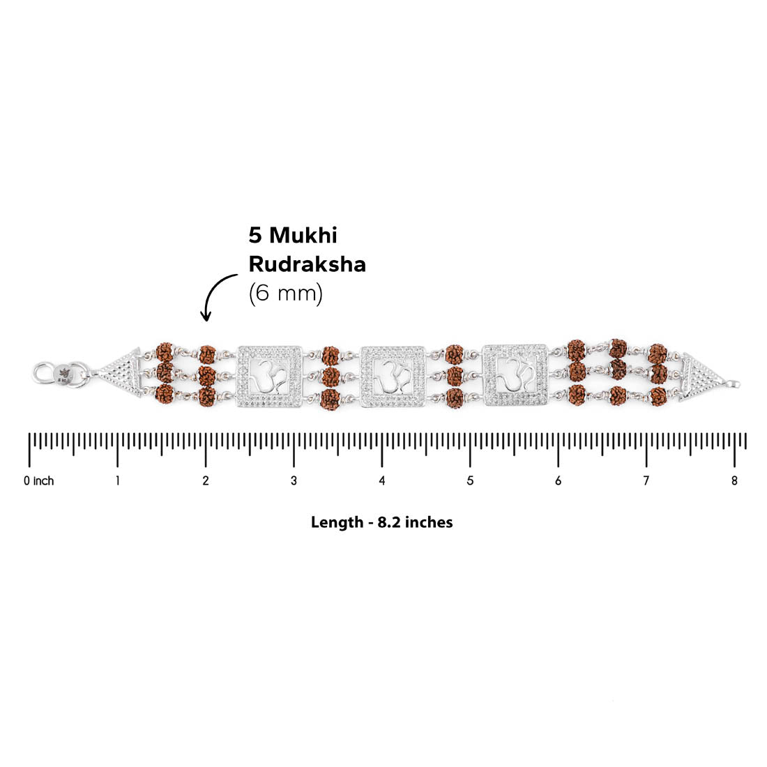 Premium Diamond Om Triple Row Rudraksha Bracelet