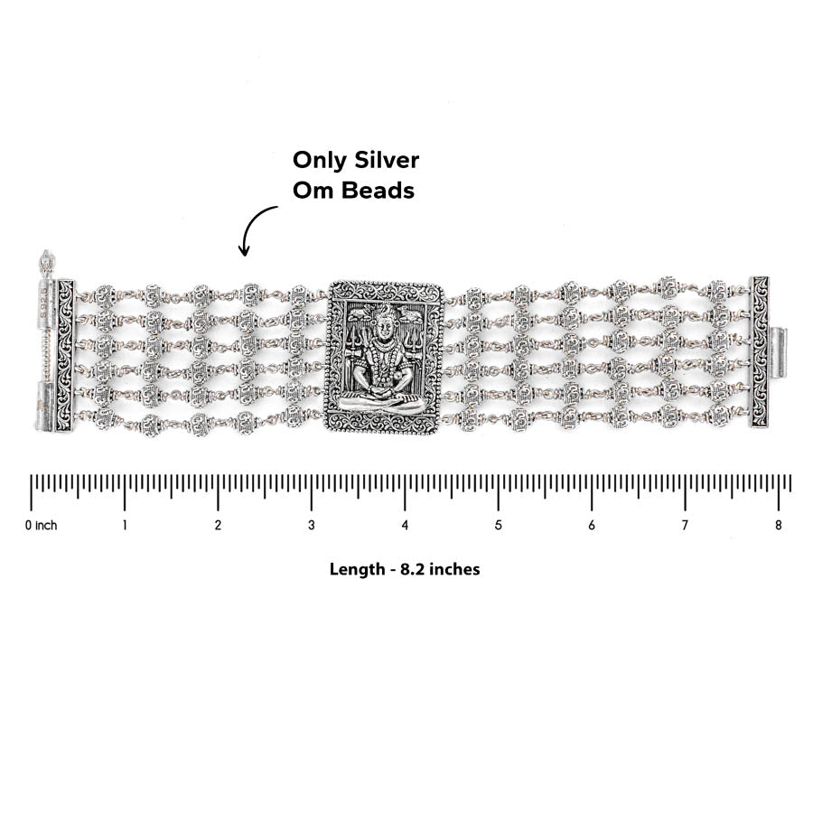 Shiva Brooch Six Line Silver Bracelet
