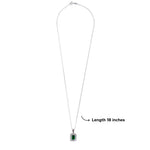 Silver Set Chain Rectangular Pendant with Earrings with Green Stones for Women