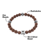 Rudraksha with Om Silver Beads Bracelet