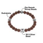 Rudraksha with Om Namah Shivay Silver Beads Bracelet