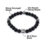 Karungali with Om Namah Shivay Silver Beads Bracelet