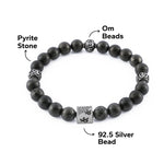 Pyrite Stone with Om 92.5 Silver Beads Bracelet