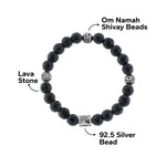 Lava Stone with Om Namah Shivay Silver Beads Bracelet