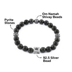 Pyrite with Om Namah Shivay 92.5 Silver Beads Bracelet