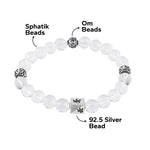 Sphatik Beads with Om Silver Beads Bracelet