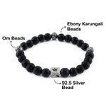 Ebony Karungali with Om Silver Beads Bracelet