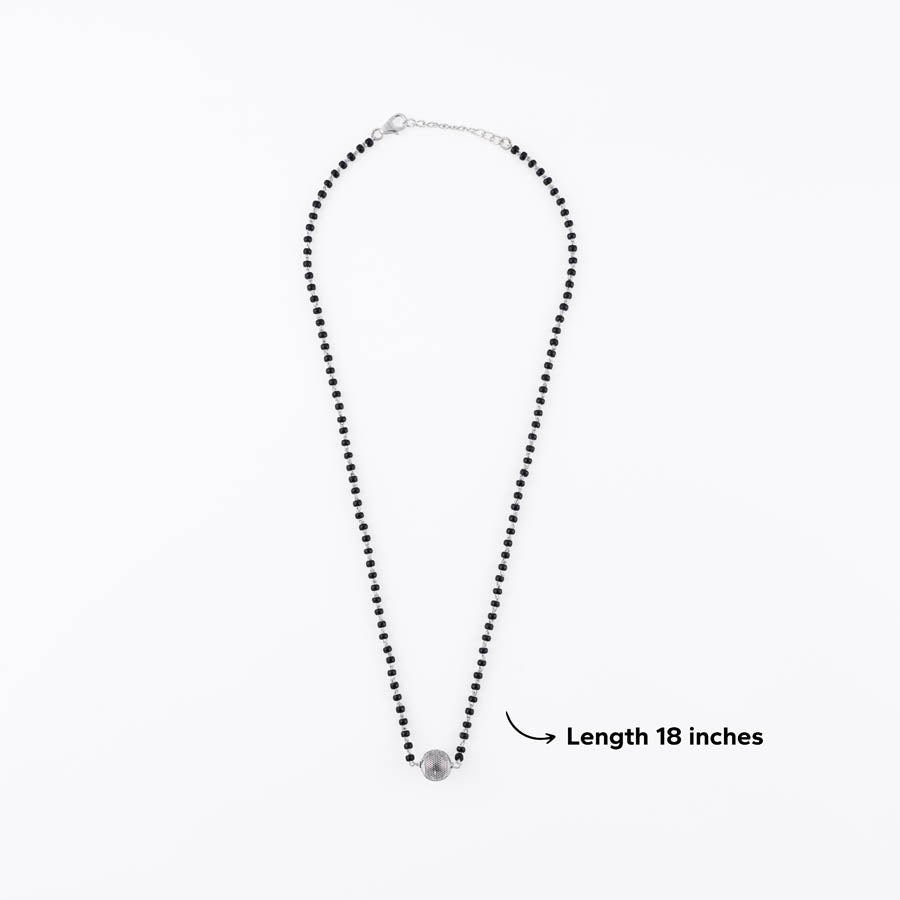 Real Black Beads Mangal Sutra with Silver Circular Pendant for Women