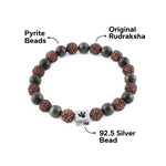 Rudraksha with Pyrite 92.5 Beads Bracelet