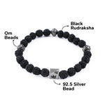 92.5 Silver Om Black Rudraksha Bracelet