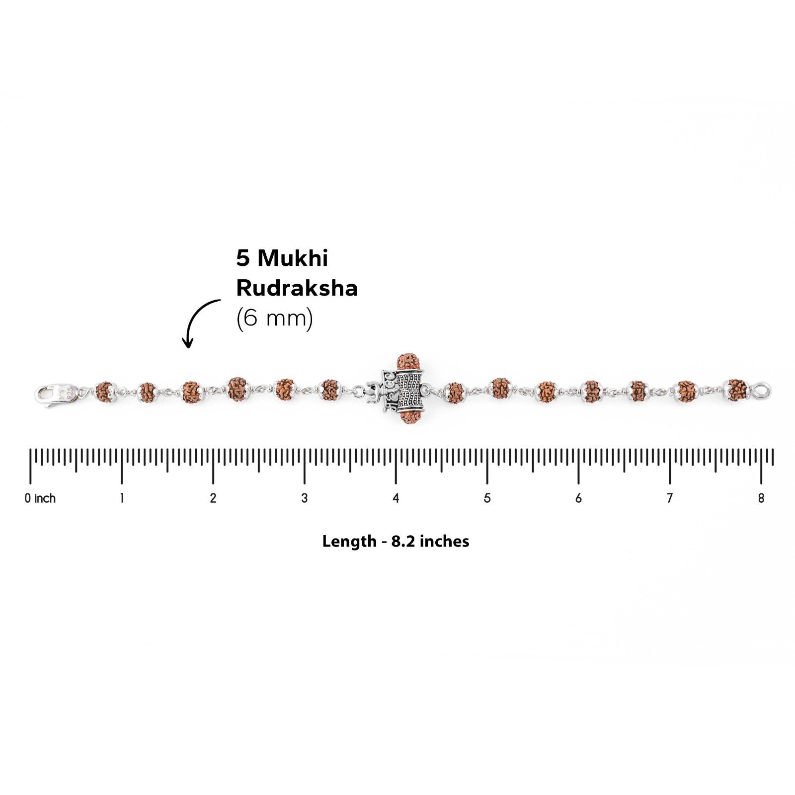 92.5 Silver Mahadev Trishul Rudraksha Bracelet