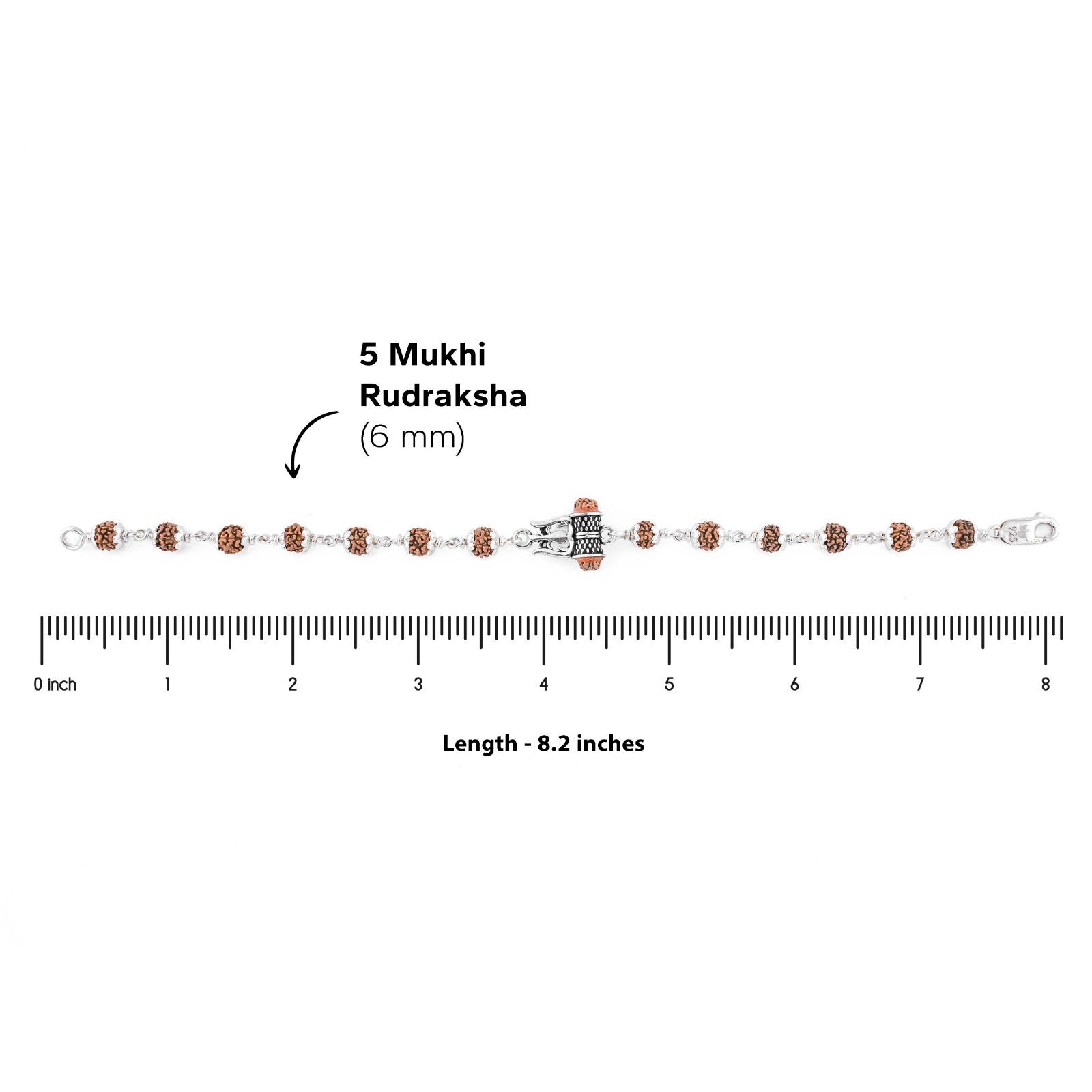 92.5 Silver Om Damru Rudraksha Bracelet