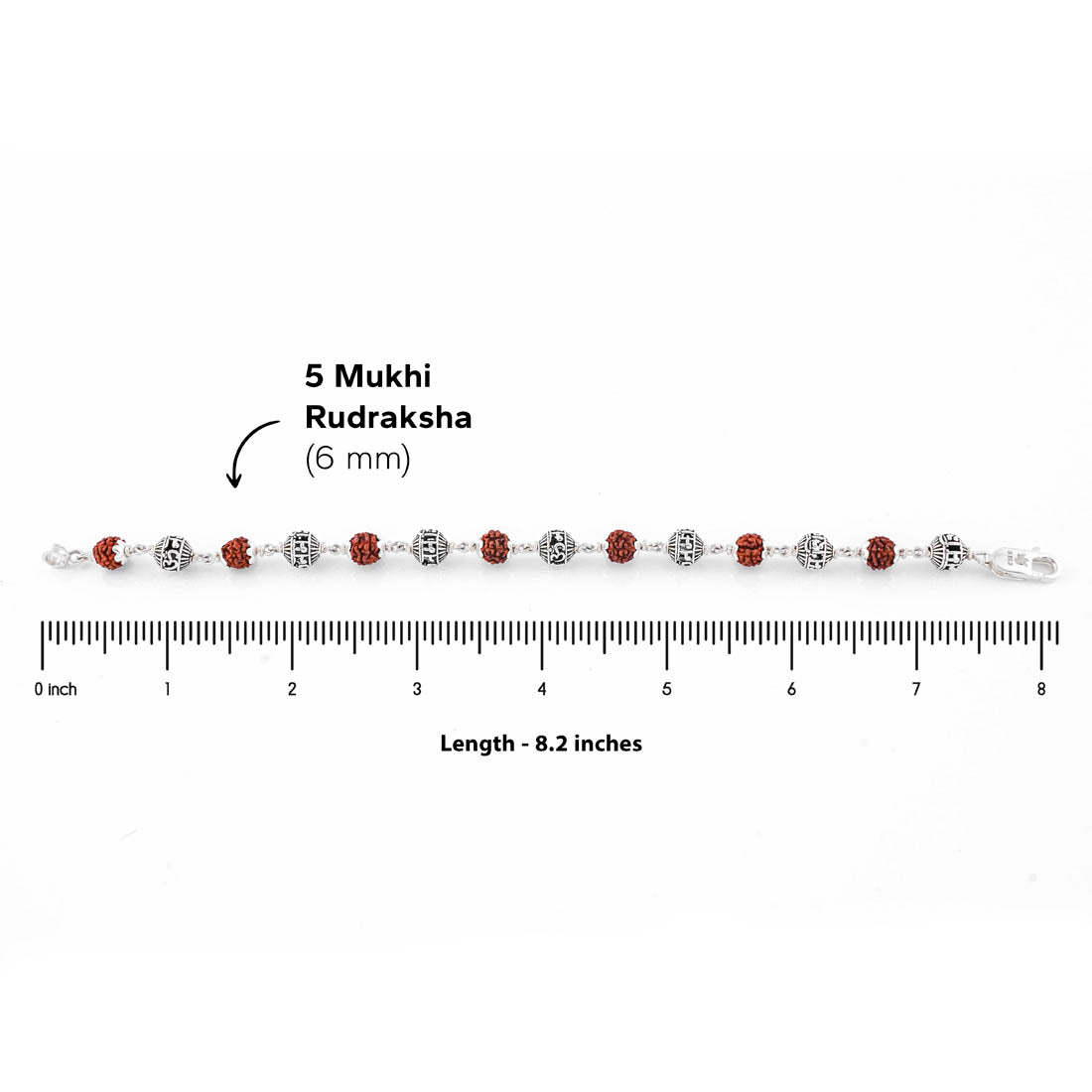Rudraksha and Om Namah Shivay Silver Beads Bracelet