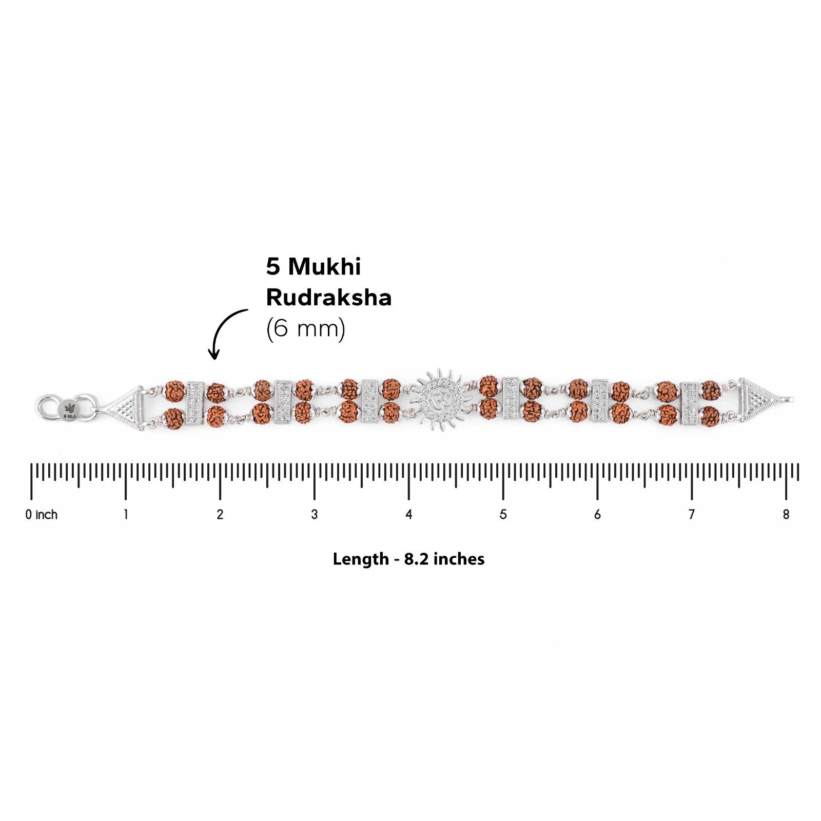 Double Line Om Surya Silver Rudraksha Bracelet