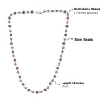 7-8 mm Rudraksha Capping Silver Mala (Om Beads)