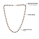 Hexagon Ring Rudraksha Silver Mala