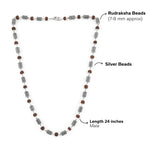 Rudraksha Silver Mala with Cylindrical Beads