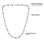 Authentic Rudraksha Silver Mala (Perforated Oval Beads)