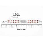 92.5 Silver Ganesh Rectangle Double Line Rudraksha Bracelet