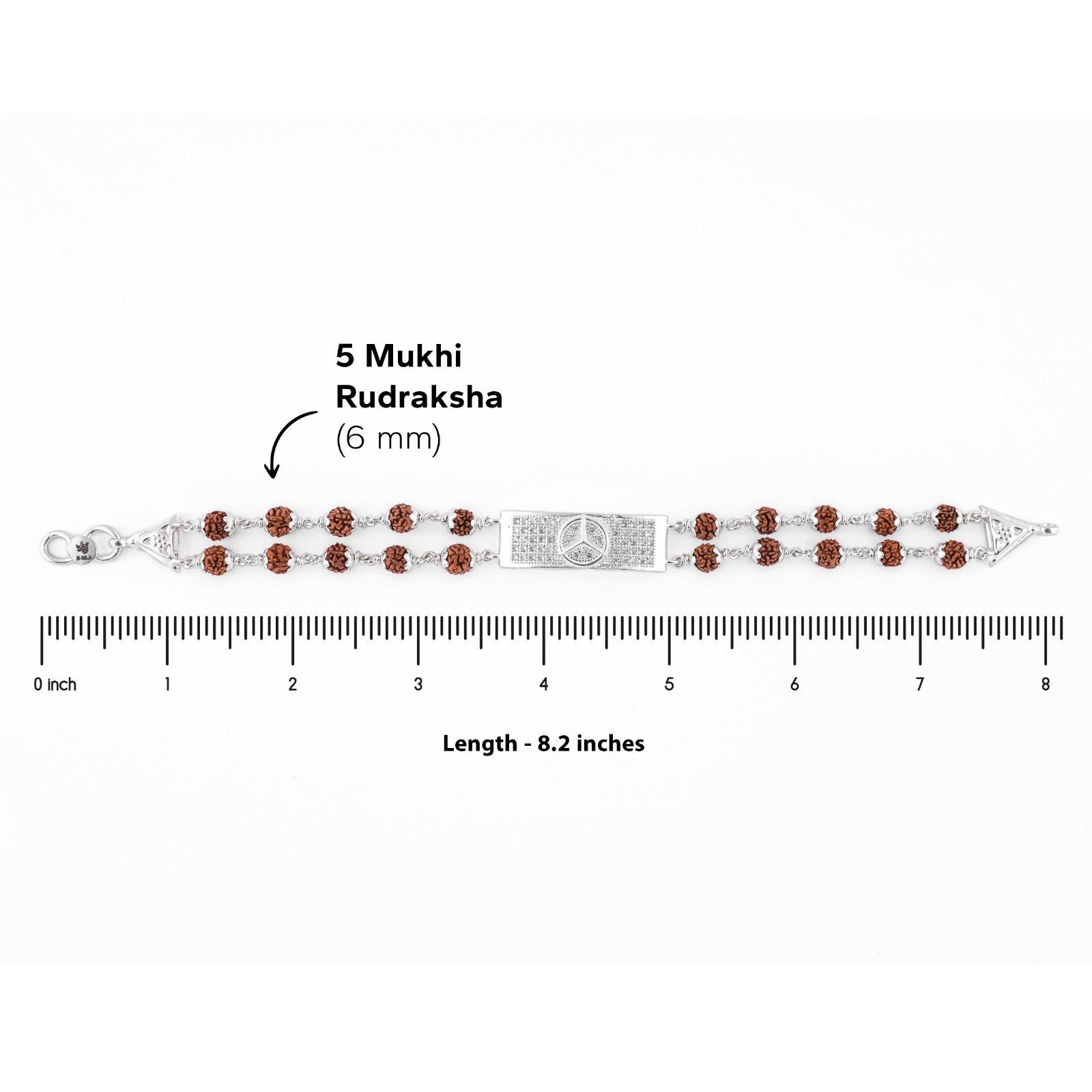 Pure Mercedes Symbol Silver Rudraksha Bracelet