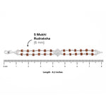 Silver Rakhi with Rudraksha, Om, and Rhombus Double Line Design