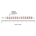 Rudraksha Silver Om Rhombus Double Line Bracelet