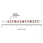 Silver Rakhi with Rudraksha, Om, and Three Rhombus Brooches, Double Line Design