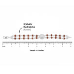Silver Rakhi with Rudraksha, Om Flower Design, Double Line Bracelet