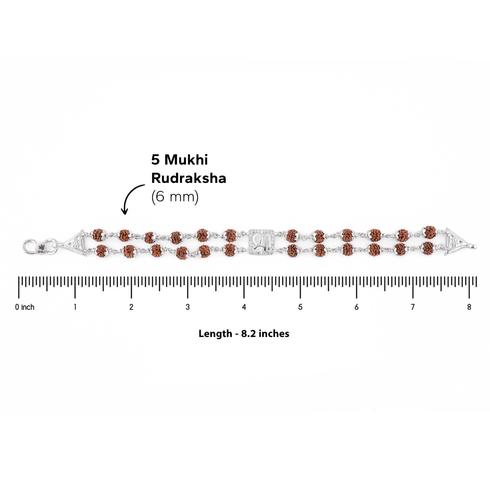 92.5 Silver Shree Double Line Rudraksha Bracelet