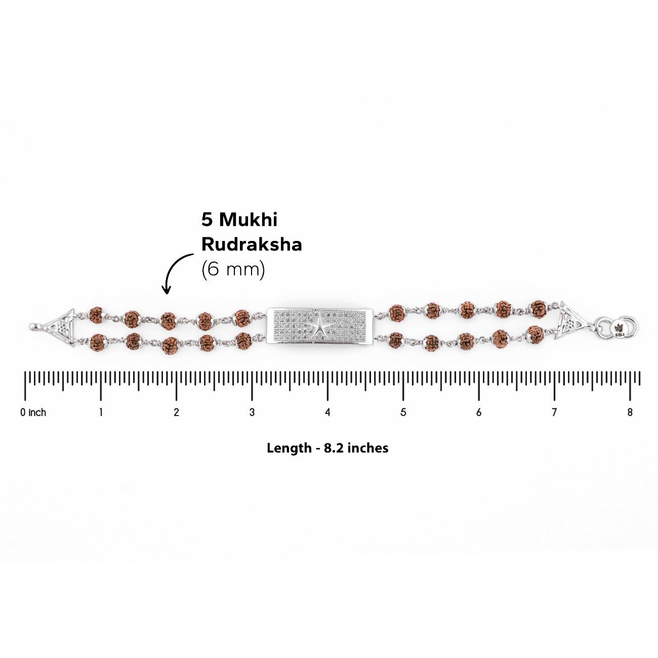 Original Rudraksha Silver Star Symbol double line Bracelet