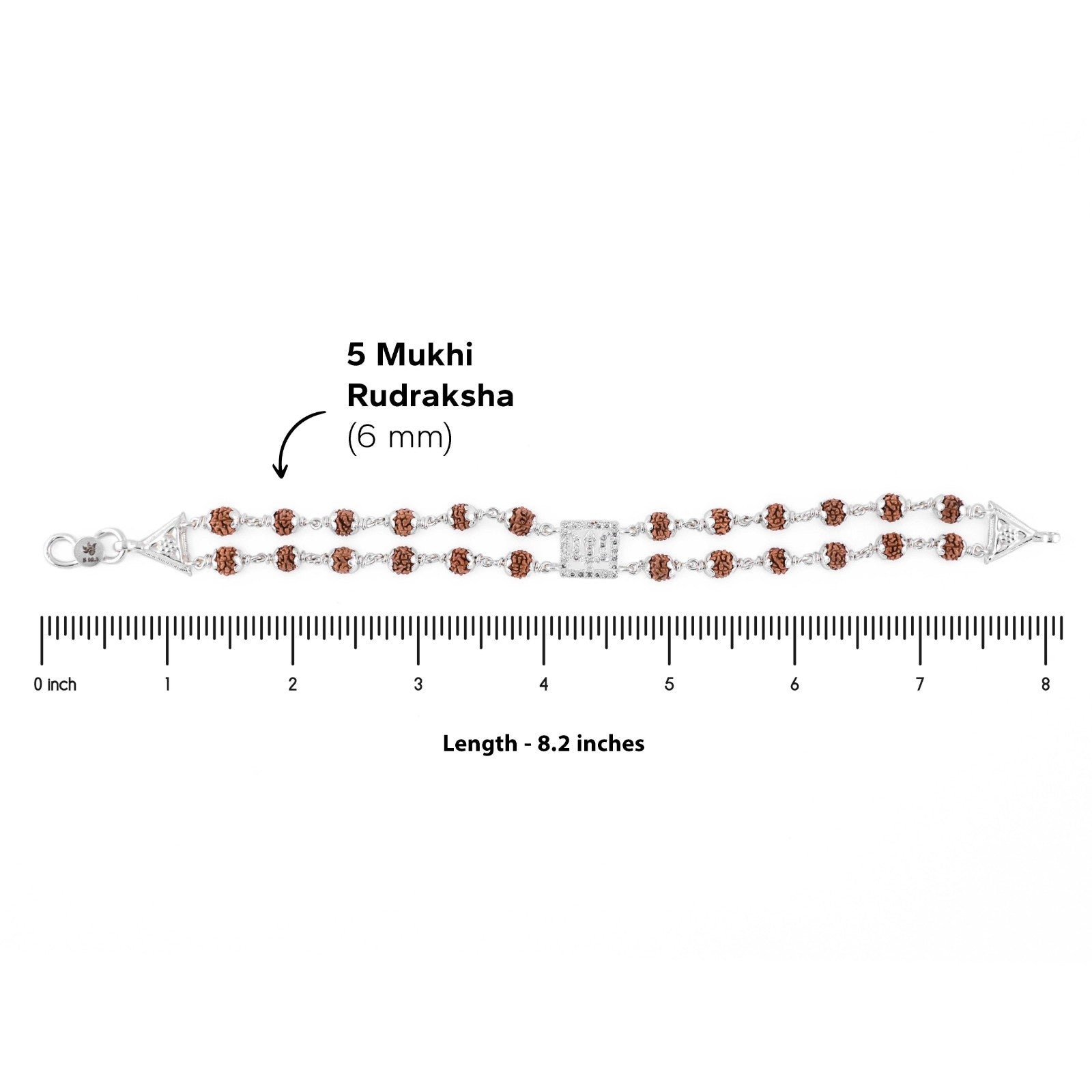 Trishul Square Silver Rudraksha Bracelet