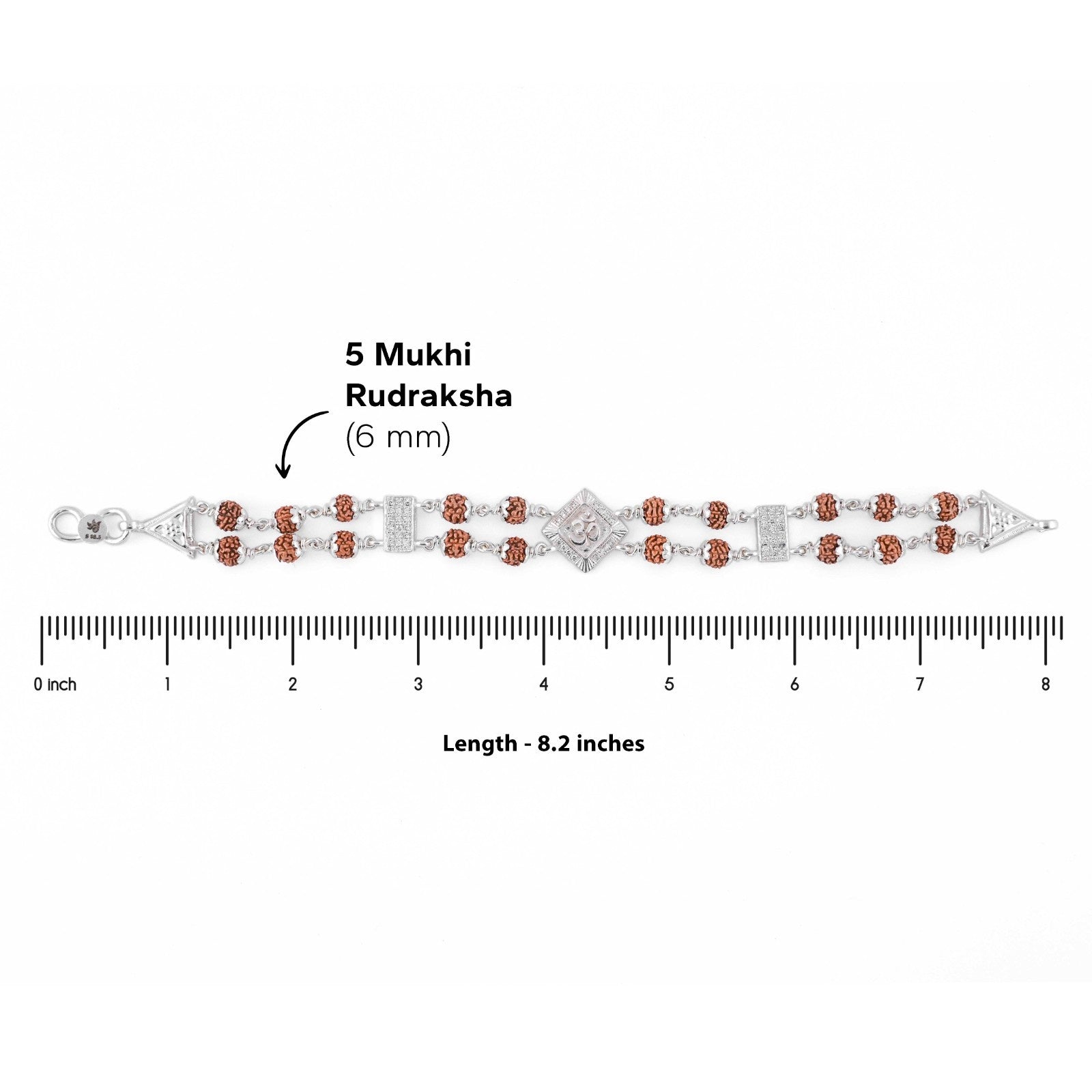 Rudraksha Bracelet with 92.5 Silver Om Brooch Beads