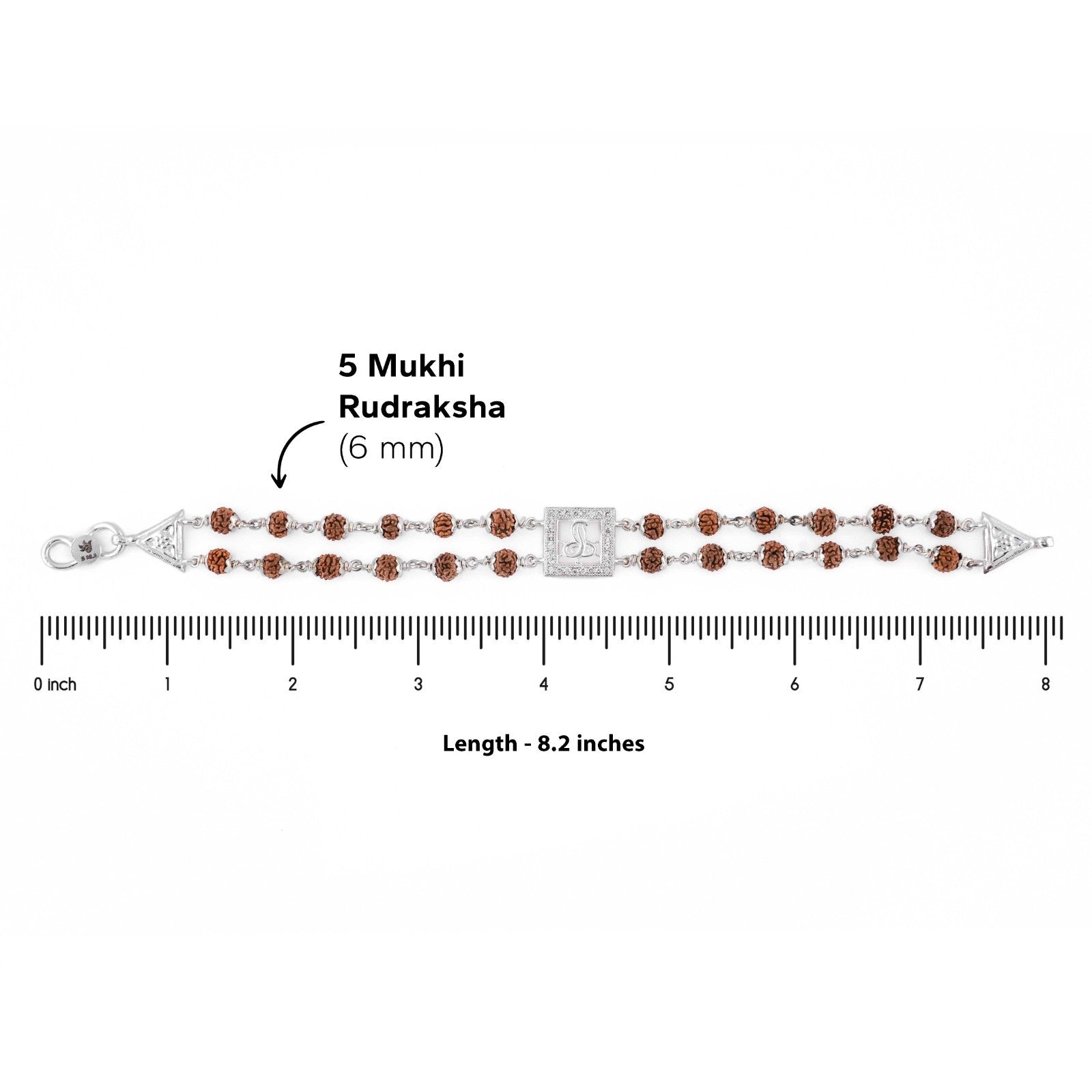 Real Rudraksha Silver Naag Double Line Bracelet