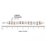Silver Rakhi with Rudraksha and Three Om, Double Line Design