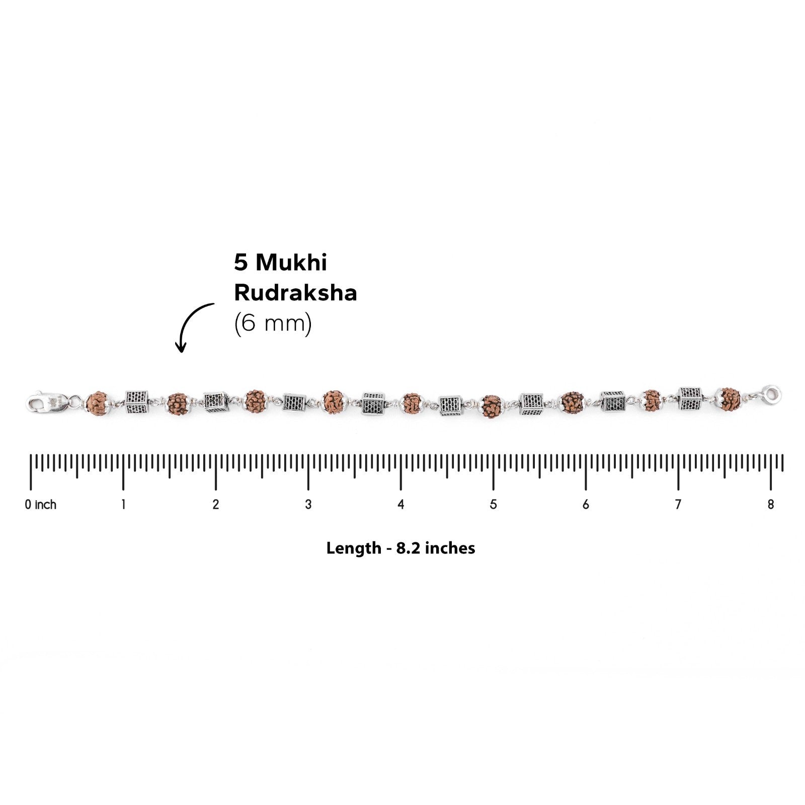 Rudraksha Silver Square Cylinder Bracelet. 