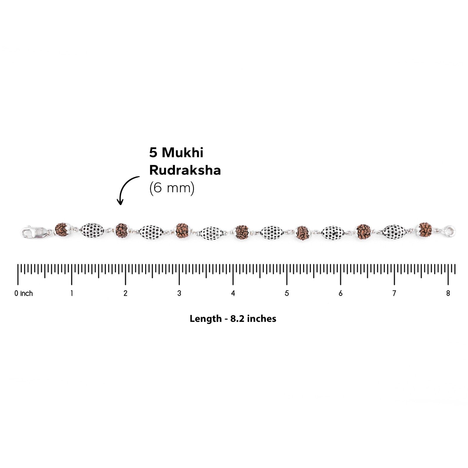 92.5 Silver Hollow Oval Rudraksha Bracelet