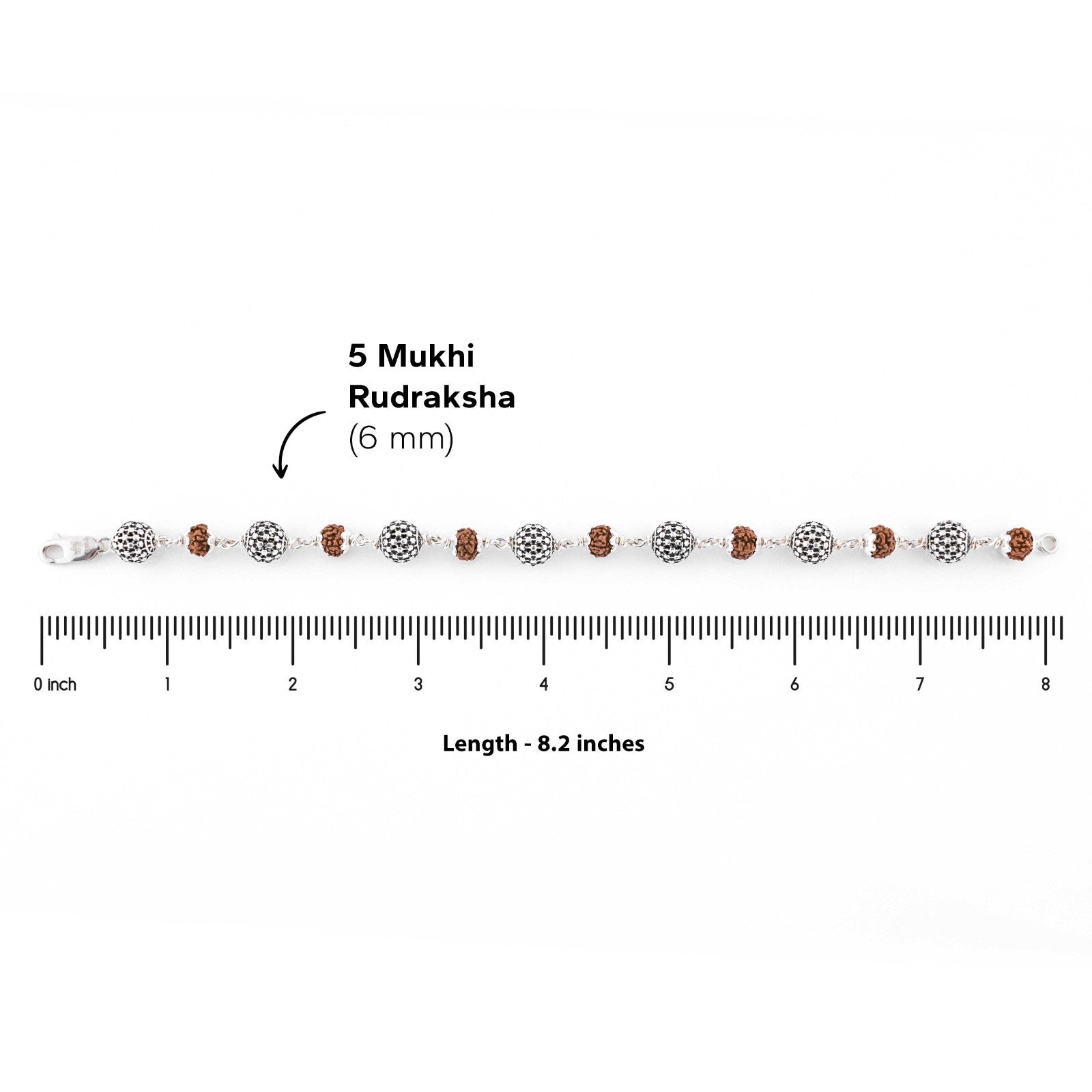 Original Rudraksha Hollow Round Silver Bracelet