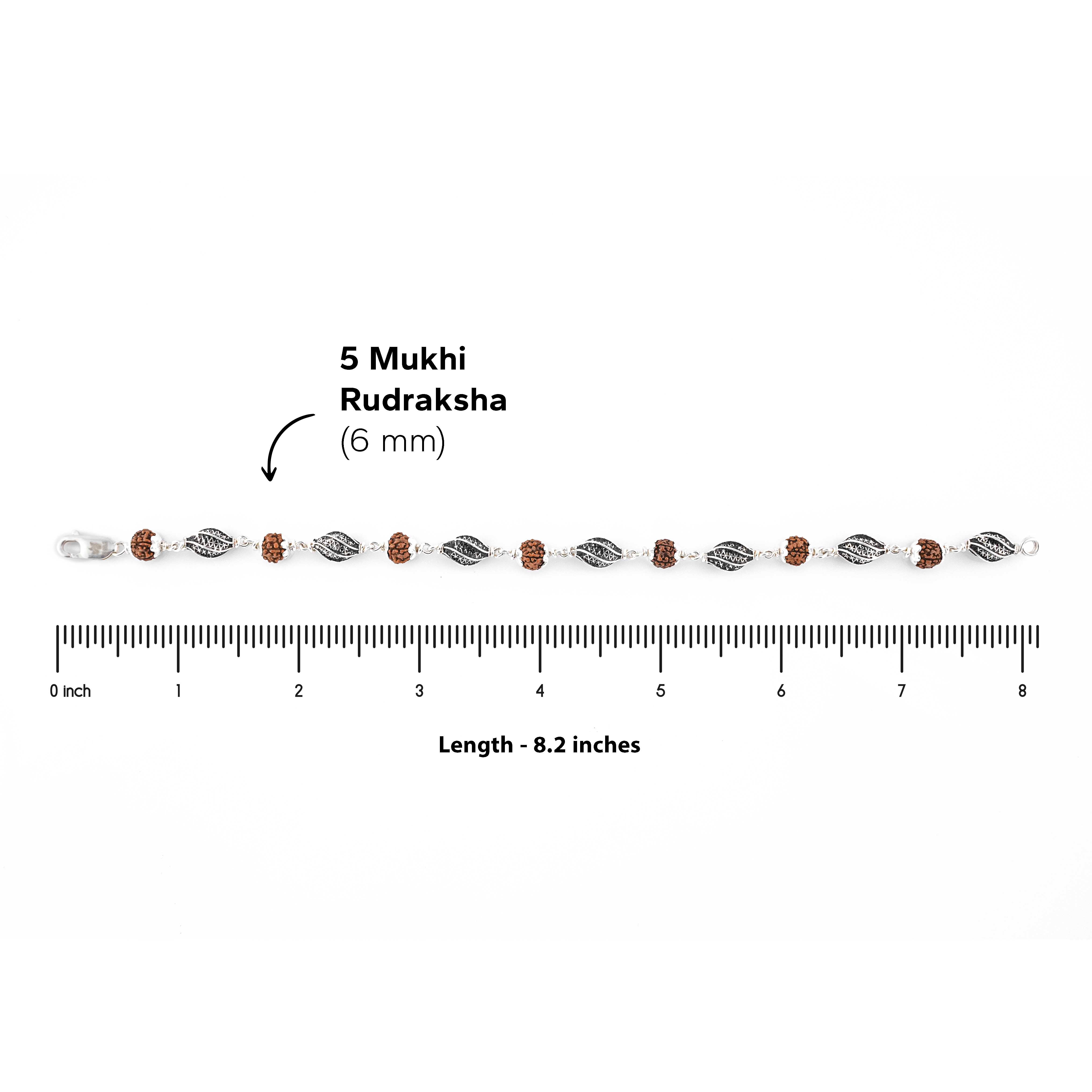 Rudraksha Silver Marqurise Beads Bracelet