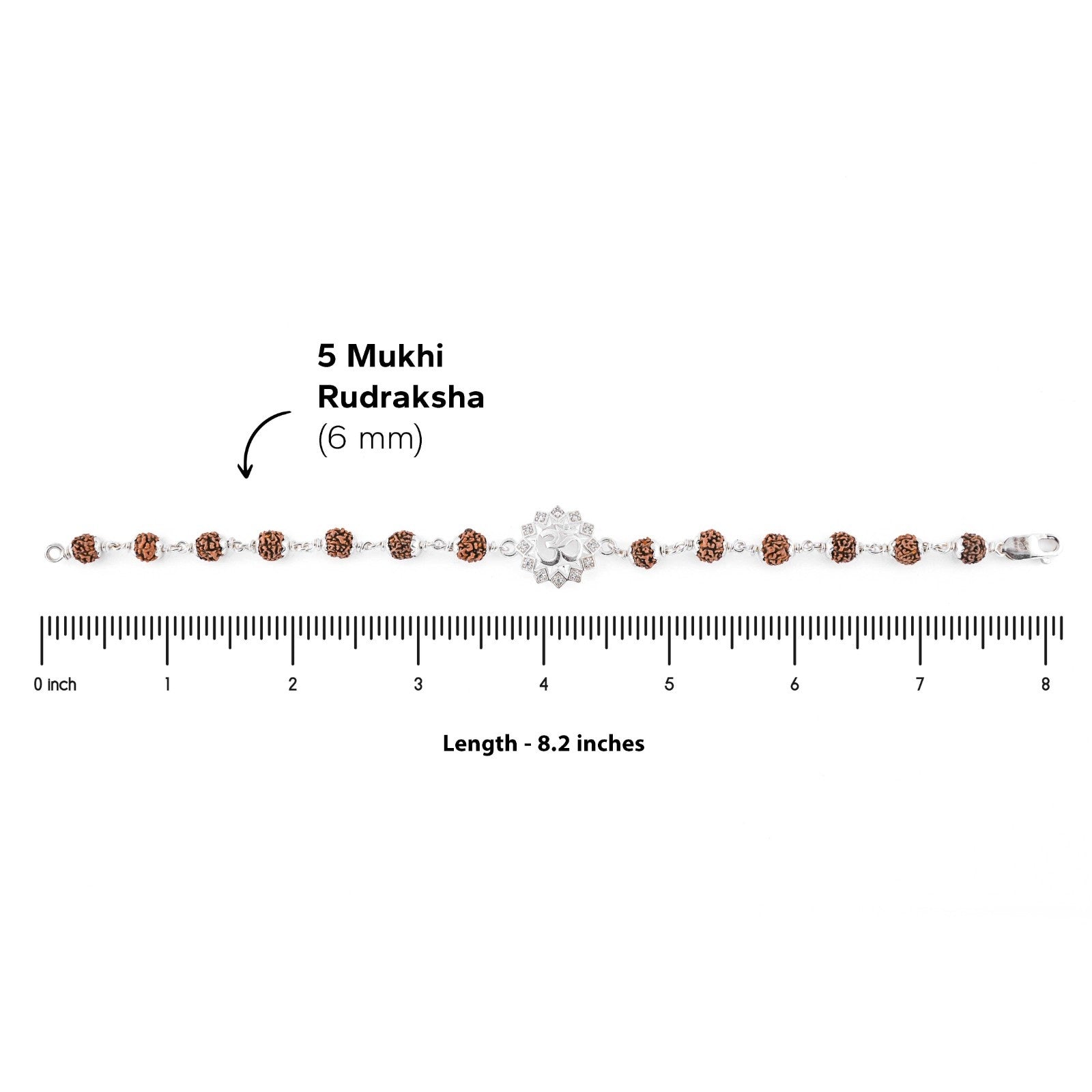 Rudraksha Silver Bracelet With Om in a Concave Sphere