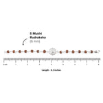 Silver Rakhi with Om in a Concave Sphere and Single Line Rudraksha