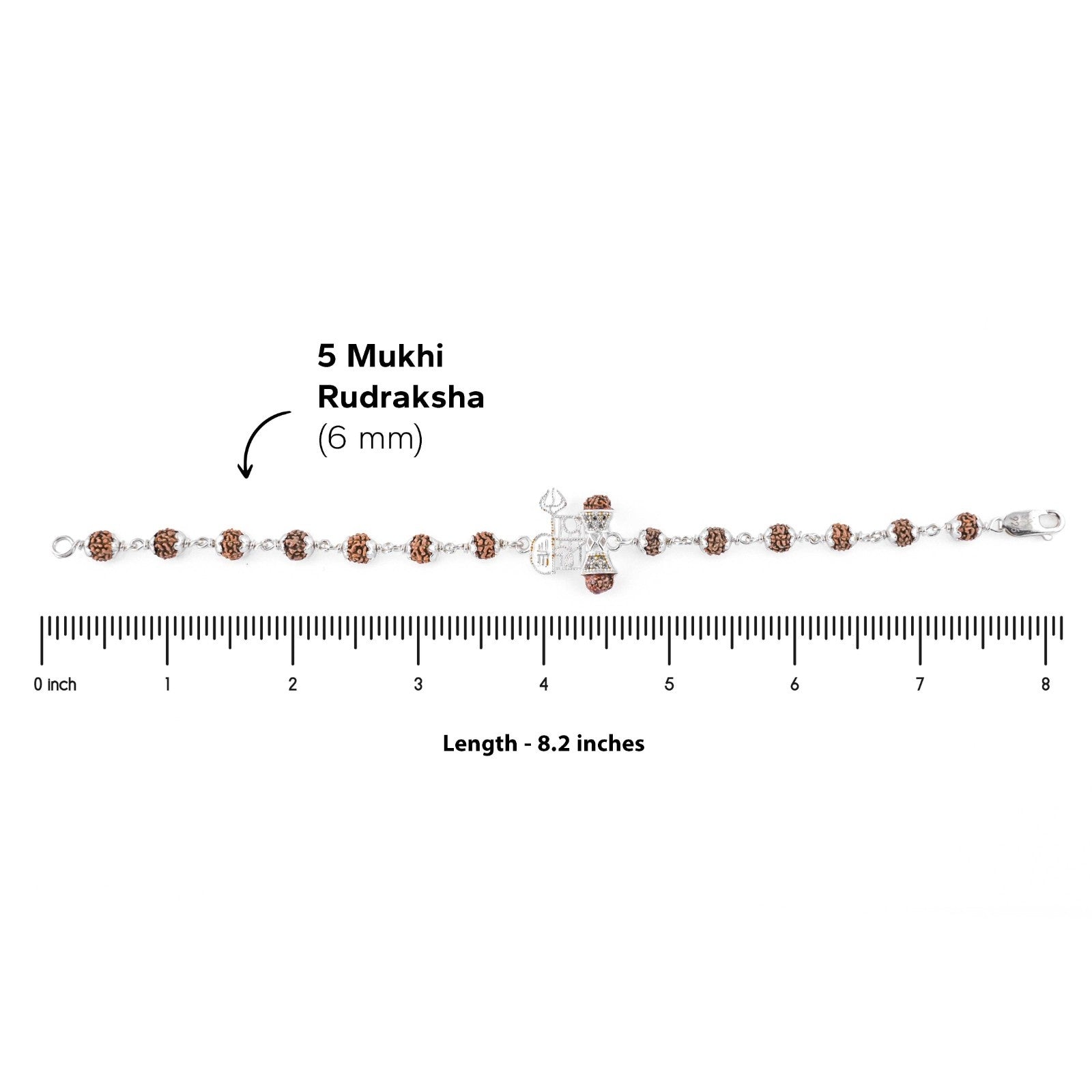 Premium Shiv Trishul Silver Rudraksha Bracelet