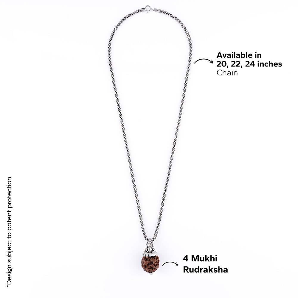Adiyogi Pendant (4 Mukhi Nepali Rudraksha)