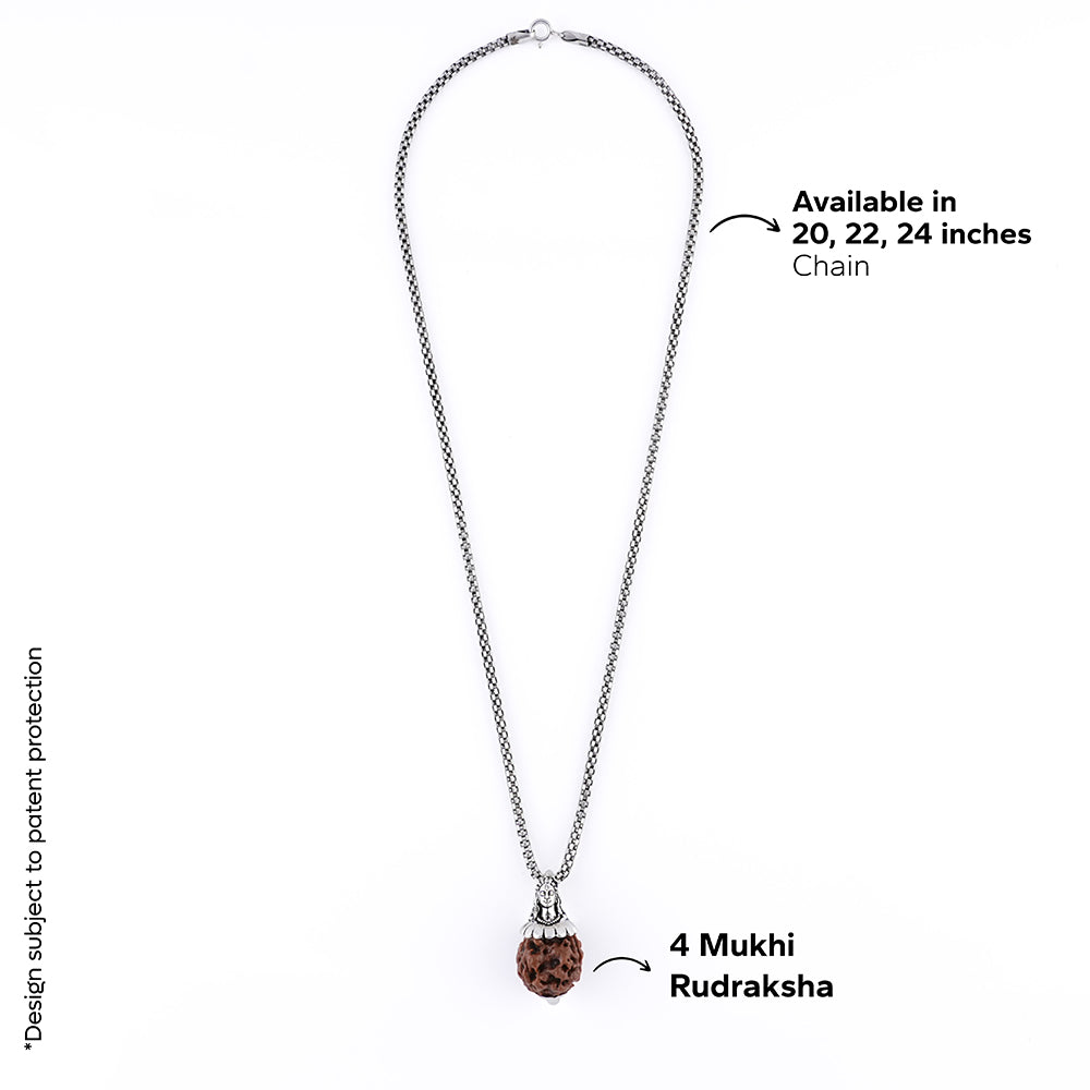 Silver Chain with adiyogi rudraksha