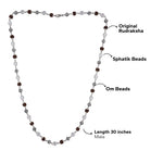 Original Rudraksha with Sphatik and Om Silver Beads Mala