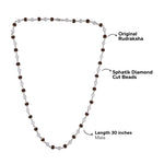 Original Rudraksha with Sphatik Diamond Cut Beads Silver Mala