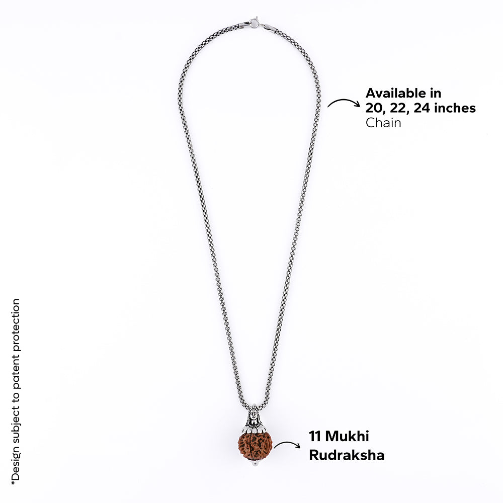 11 Mukhi Rudraksha With Silver Chain