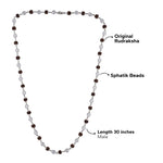 Original Rudraksha With Sphatik Beads Silver Mala